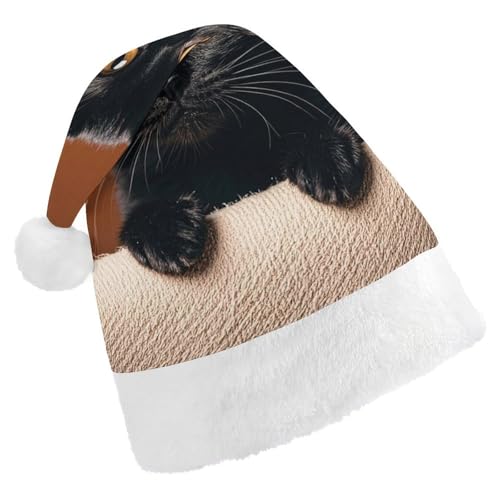 RKJVB Niedliche schwarze Katzen-Weihnachtsmann-Mütze für Damen und Herren, Weihnachtsmütze, Weihnachtsmütze, Partyhut, Strumpfmütze, Totenkopfmütze, Größe S RKJVB Niedliche schwarze Katzen-Weihnachtsmann-Mütze für Damen und Herren, Weihnachtsmütze, Weihnachtsmütze, Partyhut, Strumpfmütze, Totenkopfmütze, Größe S von RKJVB