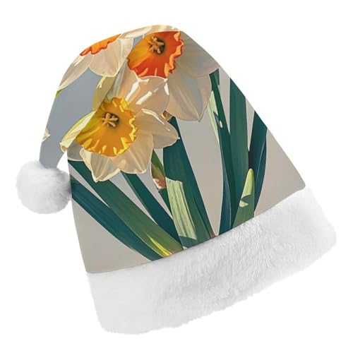 RKJVB Nikolausmütze mit Narzissen-Motiv für Damen und Herren, Weihnachtsmütze, Weihnachtsmütze, Partymütze, Strumpfmütze, Totenkopfmütze, Erwachsene RKJVB Nikolausmütze mit Narzissen-Motiv für Damen und Herren, Weihnachtsmütze, Weihnachtsmütze, Partymütze, Strumpfmütze, Totenkopfmütze, Erwachsene von RKJVB