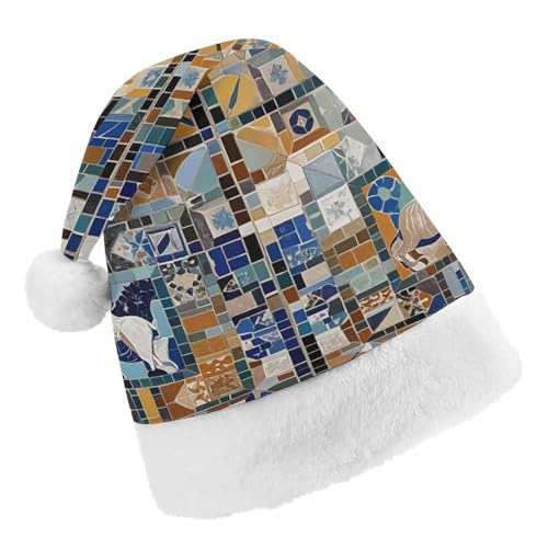 RKJVB Nostalgische Marmor-Mosaik-Nikolausmütze für Damen und Herren, Weihnachtsmütze, Weihnachtsmütze, Partyhut, Strumpfmütze, Totenkopfmütze, Erwachsene RKJVB Nostalgische Marmor-Mosaik-Nikolausmütze für Damen und Herren, Weihnachtsmütze, Weihnachtsmütze, Partyhut, Strumpfmütze, Totenkopfmütze, Erwachsene von RKJVB