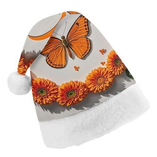 RKJVB Orange Schmetterling Mond Nikolausmütze für Damen und Herren, Weihnachtsmütze, Weihnachtsmütze, Weihnachtsstrumpfmütze, Totenkopfmütze, Größe S RKJVB Orange Schmetterling Mond Nikolausmütze für Damen und Herren, Weihnachtsmütze, Weihnachtsmütze, Weihnachtsstrumpfmütze, Totenkopfmütze, Größe S von RKJVB