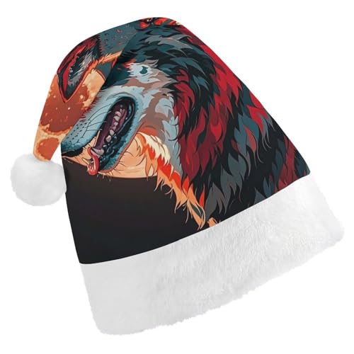 RKJVB Red Moon Outdoor-Wolf-Weihnachtsmannmütze für Damen und Herren, Weihnachtsmütze, Weihnachtsmütze, Partyhut, Strumpfmütze, Totenkopfmütze, Größe S RKJVB Red Moon Outdoor-Wolf-Weihnachtsmannmütze für Damen und Herren, Weihnachtsmütze, Weihnachtsmütze, Partyhut, Strumpfmütze, Totenkopfmütze, Größe S von RKJVB