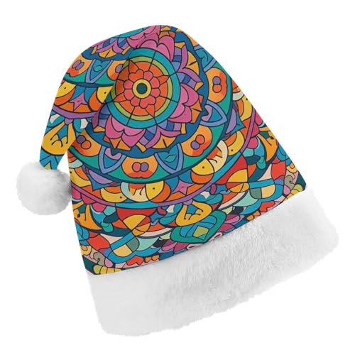 RKJVB Runde Mandala-Weihnachtsmannmütze für Damen und Herren, Weihnachtsmütze, Weihnachtsstrumpf, Mütze, Totenkopfmütze, Erwachsene RKJVB Runde Mandala-Weihnachtsmannmütze für Damen und Herren, Weihnachtsmütze, Weihnachtsstrumpf, Mütze, Totenkopfmütze, Erwachsene von RKJVB