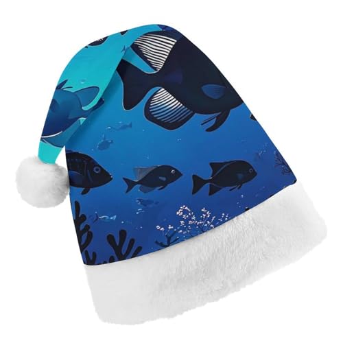 RKJVB Weihnachtsmütze für Damen und Herren, Motiv: Fisch schwebt im Meer, Weihnachtsmütze, Partyhut, Strumpfmütze, Totenkopfmütze, Erwachsene RKJVB Weihnachtsmütze für Damen und Herren, Motiv: Fisch schwebt im Meer, Weihnachtsmütze, Partyhut, Strumpfmütze, Totenkopfmütze, Erwachsene von RKJVB