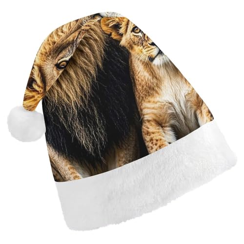 RKJVB Weihnachtsmütze für Damen und Herren, Weihnachtsmütze mit Löwe und junger Löwe, Weihnachtsmütze, Weihnachtsstrumpfmütze, Totenkopfmütze, Erwachsene RKJVB Weihnachtsmütze für Damen und Herren, Weihnachtsmütze mit Löwe und junger Löwe, Weihnachtsmütze, Weihnachtsstrumpfmütze, Totenkopfmütze, Erwachsene von RKJVB