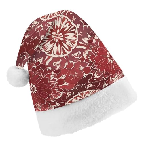 RKJVB Weihnachtsmütze im böhmischen Stil, tiefrote Blumen, Weihnachtsmannmütze für Damen und Herren, Weihnachtsmütze, Weihnachtsstrumpfmütze, Totenkopfmütze, Erwachsene RKJVB Weihnachtsmütze im böhmischen Stil, tiefrote Blumen, Weihnachtsmannmütze für Damen und Herren, Weihnachtsmütze, Weihnachtsstrumpfmütze, Totenkopfmütze, Erwachsene von RKJVB