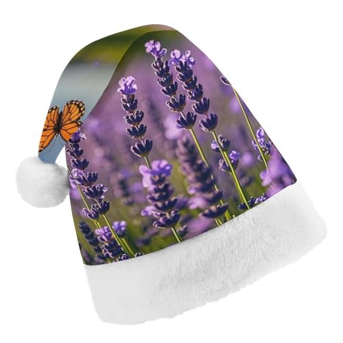 RKJVB Weihnachtsmütze mit Lavendel und Schmetterlingen für Damen und Herren, Weihnachtsmütze, Weihnachtsfeier, Strumpfmütze, Totenkopfmütze, Größe S RKJVB Weihnachtsmütze mit Lavendel und Schmetterlingen für Damen und Herren, Weihnachtsmütze, Weihnachtsfeier, Strumpfmütze, Totenkopfmütze, Größe S von RKJVB