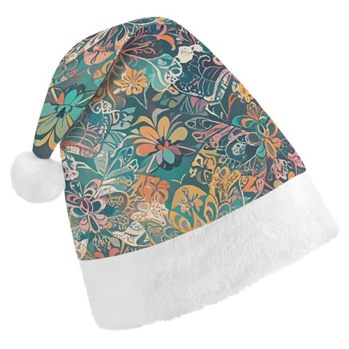 RKJVB Weihnachtsmütze mit Spitzenmuster von Blumen und Schmetterlingen, Weihnachtsmannmütze für Damen und Herren, Weihnachtsmütze, Weihnachtsstrumpfmütze, Totenkopfmütze, Erwachsene RKJVB Weihnachtsmütze mit Spitzenmuster von Blumen und Schmetterlingen, Weihnachtsmannmütze für Damen und Herren, Weihnachtsmütze, Weihnachtsstrumpfmütze, Totenkopfmütze, Erwachsene von RKJVB