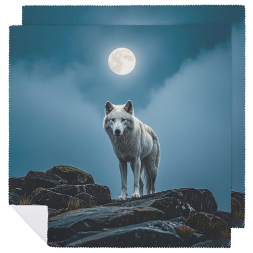 Stoffservietten, weich, saugfähig, Tischservietten, Set mit 2 Stück, langlebig, Dinnerservietten, der weiße Wolf auf dem Felsen, wiederverwendbare waschbare Servietten, Küchen-Tischsets für Partys Stoffservietten, weich, saugfähig, Tischservietten, Set mit 2 Stück, langlebig, Dinnerservietten, der weiße Wolf auf dem Felsen, wiederverwendbare waschbare Servietten, Küchen-Tischsets für Partys von RKJVB