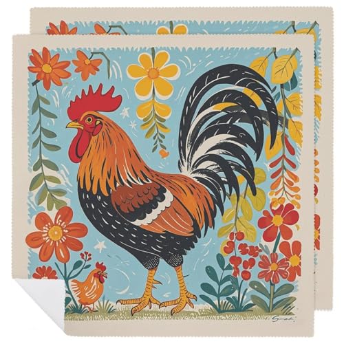 Stoffservietten, weich, saugfähig, Tischservietten, Set mit 2 Stück, langlebig, Motiv: Hahn und Huhn, wiederverwendbar, waschbar, Küchen-Tischsets für Partys, Restaurant, Mittagessen, Hochzeit, Hotel Stoffservietten, weich, saugfähig, Tischservietten, Set mit 2 Stück, langlebig, Motiv: Hahn und Huhn, wiederverwendbar, waschbar, Küchen-Tischsets für Partys, Restaurant, Mittagessen, Hochzeit, Hotel von RKJVB