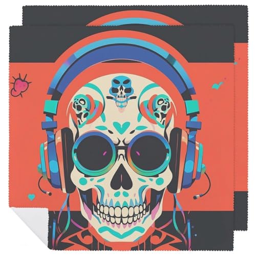 Stoffservietten, weich, saugfähig, Tischservietten, Set mit 2 Stück, langlebig, Punk-Rock-Kopfhörer, Totenkopf, wiederverwendbar, waschbar, Küchen-Tischsets für Partys, Restaurant, Mittagessen Stoffservietten, weich, saugfähig, Tischservietten, Set mit 2 Stück, langlebig, Punk-Rock-Kopfhörer, Totenkopf, wiederverwendbar, waschbar, Küchen-Tischsets für Partys, Restaurant, Mittagessen von RKJVB