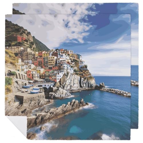 Stoffservietten, weich, saugfähig, Tischservietten, Set mit 2 Stück, langlebige Dinnerservietten, Cinque Terre, Landschaft, wiederverwendbar, waschbar, Küchen-Tischsets für Partys, Restaurant Stoffservietten, weich, saugfähig, Tischservietten, Set mit 2 Stück, langlebige Dinnerservietten, Cinque Terre, Landschaft, wiederverwendbar, waschbar, Küchen-Tischsets für Partys, Restaurant von RKJVB