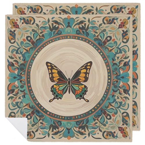 Stoffservietten, weich, saugfähig, Tischservietten, Set mit 2 Stück, langlebige Dinnerservietten, blühender Garten, Schmetterling, wiederverwendbar, waschbar, Servietten, Küchen-Platzsets für Partys Stoffservietten, weich, saugfähig, Tischservietten, Set mit 2 Stück, langlebige Dinnerservietten, blühender Garten, Schmetterling, wiederverwendbar, waschbar, Servietten, Küchen-Platzsets für Partys von RKJVB