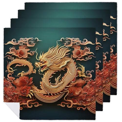 Stoffservietten, weich, saugfähig, Tischservietten, Set mit 4 Stück, langlebig, Drache, chinesischer Hintergrund, wiederverwendbar, waschbar, für Küche, Tischset für Partys, Restaurant, Mittagessen Stoffservietten, weich, saugfähig, Tischservietten, Set mit 4 Stück, langlebig, Drache, chinesischer Hintergrund, wiederverwendbar, waschbar, für Küche, Tischset für Partys, Restaurant, Mittagessen von RKJVB
