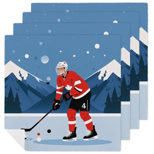 Stoffservietten, weich, saugfähig, Tischservietten, Set mit 4 Stück, langlebig, Eishockeyspieler, wiederverwendbar, waschbar, Servietten, Küchen-Platzsets für Partys, Restaurant, Mittagessen, Hochzeit Stoffservietten, weich, saugfähig, Tischservietten, Set mit 4 Stück, langlebig, Eishockeyspieler, wiederverwendbar, waschbar, Servietten, Küchen-Platzsets für Partys, Restaurant, Mittagessen, Hochzeit von RKJVB