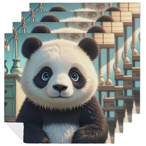 Stoffservietten, weich, saugfähig, Tischservietten, Set mit 4 Stück, langlebig, Motiv: Anime, Panda-Gesicht, wiederverwendbar, waschbar, Küchen-Tischsets für Partys, Restaurant, Mittagessen, Hochzeit Stoffservietten, weich, saugfähig, Tischservietten, Set mit 4 Stück, langlebig, Motiv: Anime, Panda-Gesicht, wiederverwendbar, waschbar, Küchen-Tischsets für Partys, Restaurant, Mittagessen, Hochzeit von RKJVB