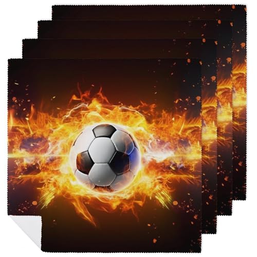 Stoffservietten, weich, saugfähig, Tischservietten, Set mit 4 Stück, langlebig, Motiv: Burning Soccer Ball, wiederverwendbar, waschbar, Servietten, Küchen-Platzsets für Partys, Restaurant, Mittagessen Stoffservietten, weich, saugfähig, Tischservietten, Set mit 4 Stück, langlebig, Motiv: Burning Soccer Ball, wiederverwendbar, waschbar, Servietten, Küchen-Platzsets für Partys, Restaurant, Mittagessen von RKJVB