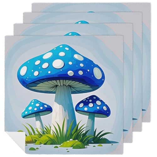 Stoffservietten, weich, saugfähig, Tischservietten, Set mit 4 Stück, langlebig, Motiv: Cartoon, blauer Pilz, wiederverwendbar, waschbar, für Partys, Restaurant, Mittagessen, Hochzeit, Hotel Stoffservietten, weich, saugfähig, Tischservietten, Set mit 4 Stück, langlebig, Motiv: Cartoon, blauer Pilz, wiederverwendbar, waschbar, für Partys, Restaurant, Mittagessen, Hochzeit, Hotel von RKJVB