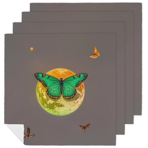 Stoffservietten, weich, saugfähig, Tischservietten, Set mit 4 Stück, langlebig, Motiv: Sonne und Mond, grüne Motte, wiederverwendbar, waschbar, Küchen-Tischsets für Partys, Restaurant, Mittagessen Stoffservietten, weich, saugfähig, Tischservietten, Set mit 4 Stück, langlebig, Motiv: Sonne und Mond, grüne Motte, wiederverwendbar, waschbar, Küchen-Tischsets für Partys, Restaurant, Mittagessen von RKJVB