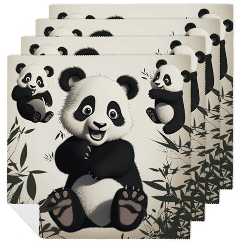 Stoffservietten, weich, saugfähig, Tischservietten, Set mit 4 Stück, langlebig, Motiv: verspielter Panda, wiederverwendbar, waschbar, Küchen-Tischsets für Partys, Restaurant, Mittagessen, Hochzeit Stoffservietten, weich, saugfähig, Tischservietten, Set mit 4 Stück, langlebig, Motiv: verspielter Panda, wiederverwendbar, waschbar, Küchen-Tischsets für Partys, Restaurant, Mittagessen, Hochzeit von RKJVB