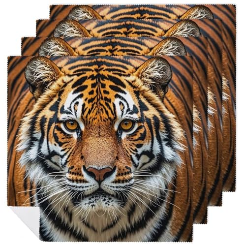 Stoffservietten, weich, saugfähig, Tischservietten, Set mit 4 Stück, langlebig, Motiv: wilder Tiger, wiederverwendbar, waschbar, Küchen-Tischsets für Partys, Restaurant, Mittagessen, Hochzeit, Hotel Stoffservietten, weich, saugfähig, Tischservietten, Set mit 4 Stück, langlebig, Motiv: wilder Tiger, wiederverwendbar, waschbar, Küchen-Tischsets für Partys, Restaurant, Mittagessen, Hochzeit, Hotel von RKJVB
