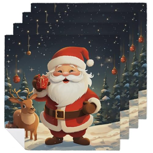 Stoffservietten, weich, saugfähig, Tischservietten, Set mit 4 Stück, langlebig, Weihnachtsmann, wiederverwendbar, waschbar, für Partys, Restaurant, Mittagessen, Hochzeit, Hotel Stoffservietten, weich, saugfähig, Tischservietten, Set mit 4 Stück, langlebig, Weihnachtsmann, wiederverwendbar, waschbar, für Partys, Restaurant, Mittagessen, Hochzeit, Hotel von RKJVB