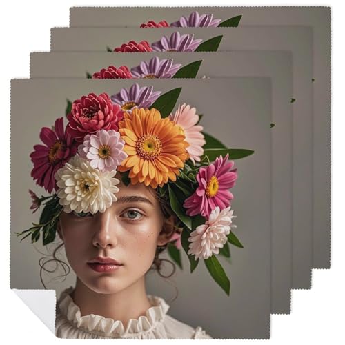Stoffservietten, weich, saugfähig, Tischservietten, Set mit 4 Stück, langlebig, florale Wirbelform, wiederverwendbar, waschbar, für Partys, Restaurant, Mittagessen, Hochzeit, Hotel Stoffservietten, weich, saugfähig, Tischservietten, Set mit 4 Stück, langlebig, florale Wirbelform, wiederverwendbar, waschbar, für Partys, Restaurant, Mittagessen, Hochzeit, Hotel von RKJVB