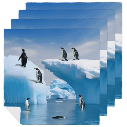 Stoffservietten, weich, saugfähig, Tischservietten, Set mit 4 Stück, langlebige Dinnerservietten, Pinguine auf dem Eisberg, wiederverwendbar, waschbar, Küchen-Tischsets für Partys, Restaurant Stoffservietten, weich, saugfähig, Tischservietten, Set mit 4 Stück, langlebige Dinnerservietten, Pinguine auf dem Eisberg, wiederverwendbar, waschbar, Küchen-Tischsets für Partys, Restaurant von RKJVB