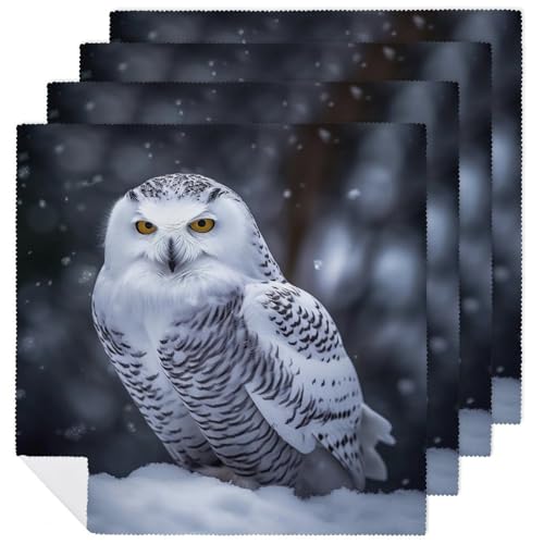 Stoffservietten, weich, saugfähig, Tischservietten, Set mit 4 Stück, langlebige Dinnerservietten, arktische Eule, wiederverwendbar, waschbar, Küchen-Tischsets für Partys, Restaurant, Mittagessen Stoffservietten, weich, saugfähig, Tischservietten, Set mit 4 Stück, langlebige Dinnerservietten, arktische Eule, wiederverwendbar, waschbar, Küchen-Tischsets für Partys, Restaurant, Mittagessen von RKJVB