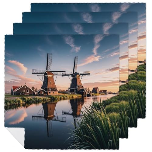 Stoffservietten, weich, saugfähig, Tischservietten, Set mit 4 Stück, langlebige Dinnerservietten, niederländische Windmühle, wiederverwendbar, waschbar, Küchen-Platzsets für Partys, Restaurant Stoffservietten, weich, saugfähig, Tischservietten, Set mit 4 Stück, langlebige Dinnerservietten, niederländische Windmühle, wiederverwendbar, waschbar, Küchen-Platzsets für Partys, Restaurant von RKJVB