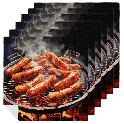 Stoffservietten, weich, saugfähig, Tischservietten, Set mit 6 Stück, langlebig, Dinnerservietten, Wurst auf Feuer, wiederverwendbar, waschbar, Küchen-Tischsets für Partys, Restaurant, Mittagessen Stoffservietten, weich, saugfähig, Tischservietten, Set mit 6 Stück, langlebig, Dinnerservietten, Wurst auf Feuer, wiederverwendbar, waschbar, Küchen-Tischsets für Partys, Restaurant, Mittagessen von RKJVB