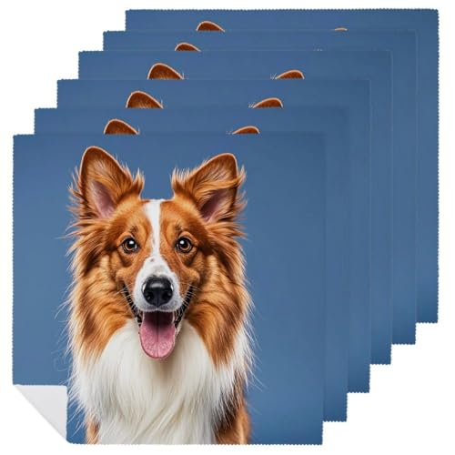 Stoffservietten, weich, saugfähig, Tischservietten, Set mit 6 Stück, langlebig, Motiv: niedlicher Collie, Hund, wiederverwendbar, waschbar, Küchen-Tischsets für Partys, Restaurant, Mittagessen Stoffservietten, weich, saugfähig, Tischservietten, Set mit 6 Stück, langlebig, Motiv: niedlicher Collie, Hund, wiederverwendbar, waschbar, Küchen-Tischsets für Partys, Restaurant, Mittagessen von RKJVB