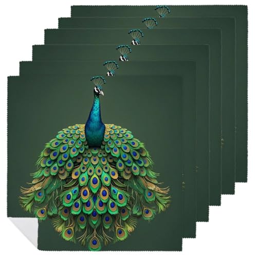 Stoffservietten, weich, saugfähig, Tischservietten, Set mit 6 Stück, langlebig, Pfau mit Quasten, wiederverwendbar, waschbar, Küchen-Tischsets für Partys, Restaurant, Mittagessen, Hochzeit, Hotel Stoffservietten, weich, saugfähig, Tischservietten, Set mit 6 Stück, langlebig, Pfau mit Quasten, wiederverwendbar, waschbar, Küchen-Tischsets für Partys, Restaurant, Mittagessen, Hochzeit, Hotel von RKJVB