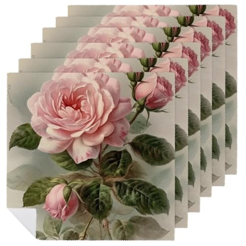 Stoffservietten, weich, saugfähig, Tischservietten, Set mit 6 Stück, langlebig, Vintage, schöne Rose, wiederverwendbar, waschbar, Servietten, Küchen-Platzsets für Partys, Restaurant, Mittagessen Stoffservietten, weich, saugfähig, Tischservietten, Set mit 6 Stück, langlebig, Vintage, schöne Rose, wiederverwendbar, waschbar, Servietten, Küchen-Platzsets für Partys, Restaurant, Mittagessen von RKJVB