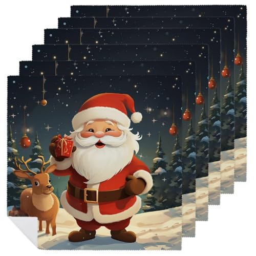 Stoffservietten, weich, saugfähig, Tischservietten, Set mit 6 Stück, langlebig, Weihnachtsmann, wiederverwendbar, waschbar, für Partys, Restaurant, Mittagessen, Hochzeit, Hotel Stoffservietten, weich, saugfähig, Tischservietten, Set mit 6 Stück, langlebig, Weihnachtsmann, wiederverwendbar, waschbar, für Partys, Restaurant, Mittagessen, Hochzeit, Hotel von RKJVB