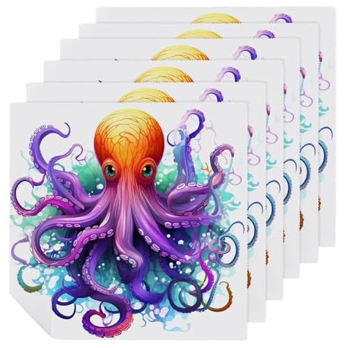 Stoffservietten, weich, saugfähig, Tischservietten, Set mit 6 Stück, langlebig, bunte Oktopus-Servietten, wiederverwendbar, waschbar, Küchen-Platzsets für Partys, Restaurant, Mittagessen, Hochzeit Stoffservietten, weich, saugfähig, Tischservietten, Set mit 6 Stück, langlebig, bunte Oktopus-Servietten, wiederverwendbar, waschbar, Küchen-Platzsets für Partys, Restaurant, Mittagessen, Hochzeit von RKJVB