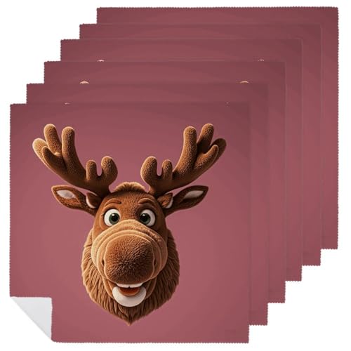 Stoffservietten, weich, saugfähig, Tischservietten, Set mit 6 Stück, langlebig, lustig, Weihnachten, Elchkopf, wiederverwendbar, waschbar, für Küche, Tischset für Partys, Restaurant, Mittagessen Stoffservietten, weich, saugfähig, Tischservietten, Set mit 6 Stück, langlebig, lustig, Weihnachten, Elchkopf, wiederverwendbar, waschbar, für Küche, Tischset für Partys, Restaurant, Mittagessen von RKJVB