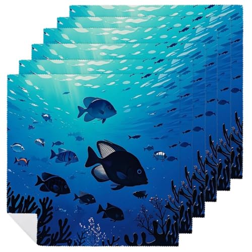 Stoffservietten, weich, saugfähig, Tischservietten, Set mit 6 Stück, langlebige Dinnerservietten, Fische, schweben im Meer, wiederverwendbar, waschbar, Küchen-Tischsets für Partys, Restaurant Stoffservietten, weich, saugfähig, Tischservietten, Set mit 6 Stück, langlebige Dinnerservietten, Fische, schweben im Meer, wiederverwendbar, waschbar, Küchen-Tischsets für Partys, Restaurant von RKJVB