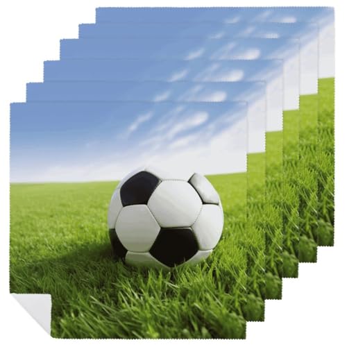 Stoffservietten, weich, saugfähig, Tischservietten, Set mit 6 Stück, langlebige Dinnerservietten, Fußball auf Gras, wiederverwendbar, waschbar, Küchen-Tischsets für Partys, Restaurant, Mittagessen Stoffservietten, weich, saugfähig, Tischservietten, Set mit 6 Stück, langlebige Dinnerservietten, Fußball auf Gras, wiederverwendbar, waschbar, Küchen-Tischsets für Partys, Restaurant, Mittagessen von RKJVB