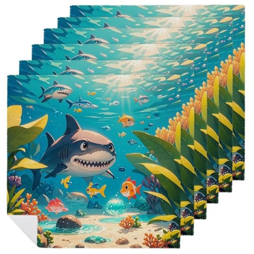 Stoffservietten, weich, saugfähig, Tischservietten, Set mit 6 Stück, langlebige Dinnerservietten, Haie und kleine Fische, wiederverwendbar, waschbar, Küchen-Tischsets für Partys, Restaurant Stoffservietten, weich, saugfähig, Tischservietten, Set mit 6 Stück, langlebige Dinnerservietten, Haie und kleine Fische, wiederverwendbar, waschbar, Küchen-Tischsets für Partys, Restaurant von RKJVB