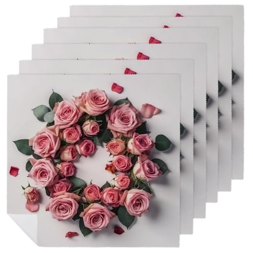 Stoffservietten, weich, saugfähig, Tischservietten, Set mit 6 Stück, langlebige Dinnerservietten, Rosen im Kreis, wiederverwendbar, waschbar, Küchen-Tischsets für Partys, Restaurant, Mittagessen Stoffservietten, weich, saugfähig, Tischservietten, Set mit 6 Stück, langlebige Dinnerservietten, Rosen im Kreis, wiederverwendbar, waschbar, Küchen-Tischsets für Partys, Restaurant, Mittagessen von RKJVB