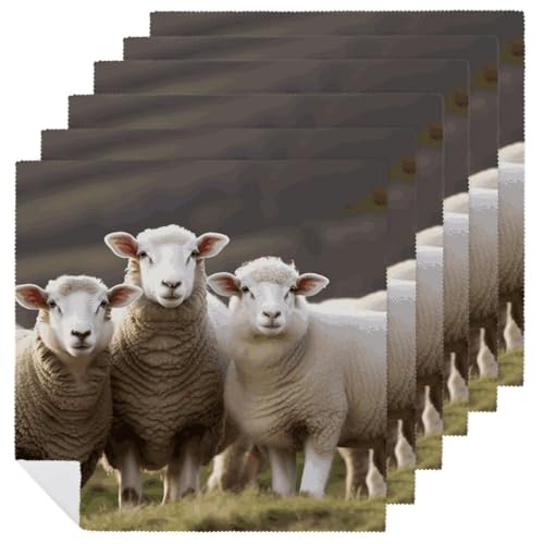 Stoffservietten, weich, saugfähig, Tischservietten, Set mit 6 Stück, langlebige Dinnerservietten, Schafe und Lämmer, wiederverwendbar, waschbar, Küchen-Tischsets für Partys, Restaurant, Mittagessen Stoffservietten, weich, saugfähig, Tischservietten, Set mit 6 Stück, langlebige Dinnerservietten, Schafe und Lämmer, wiederverwendbar, waschbar, Küchen-Tischsets für Partys, Restaurant, Mittagessen von RKJVB