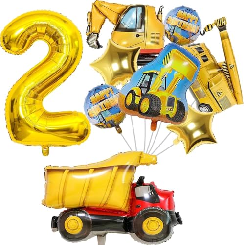 2. Geburtstag Dekorationen für Jungen, Auto Geburtstag Luftballons, Zahl 2 Ballon - RKMYTR Construction Thema Party-Set mit 9 Stück Bagger, Muldenkipper & Kran-Folienballons für 2 Jahre alten Jungen 2. Geburtstag Dekorationen für Jungen, Auto Geburtstag Luftballons, Zahl 2 Ballon - RKMYTR Construction Thema Party-Set mit 9 Stück Bagger, Muldenkipper & Kran-Folienballons für 2 Jahre alten Jungen von RKMYTR