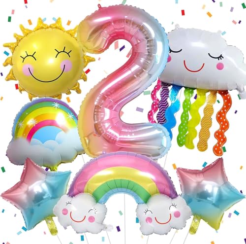 2. Geburtstag Dekorationen für Mädchen, 2. Regenbogen Luftballons, 2 Luftballons Geburtstag Mädchen, Nummer 2 Ballon, RKMYTR Regenbogen Geburtstagsballon-Set mit Sonne Sterne Nummer 2 Ballon für 2 2. Geburtstag Dekorationen für Mädchen, 2. Regenbogen Luftballons, 2 Luftballons Geburtstag Mädchen, Nummer 2 Ballon, RKMYTR Regenbogen Geburtstagsballon-Set mit Sonne Sterne Nummer 2 Ballon für 2 von RKMYTR