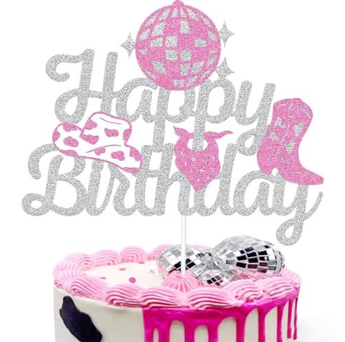 Cowgirl "Happy Birthday"-Kuchenaufsatz, Wilder Westen-Party-Dekorationen, Cowboy-Kuchendekorationen – RKMYTR Glitzer, Western-Cowgirl-Kuchenaufsatz-Set mit Hut und Stiefel-Plektren für Cowgirl "Happy Birthday"-Kuchenaufsatz, Wilder Westen-Party-Dekorationen, Cowboy-Kuchendekorationen – RKMYTR Glitzer, Western-Cowgirl-Kuchenaufsatz-Set mit Hut und Stiefel-Plektren für von RKMYTR