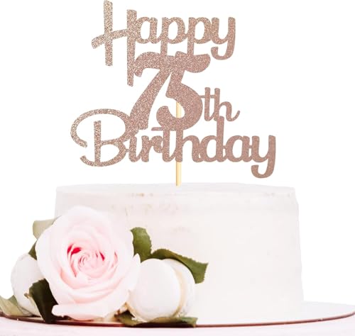 Kuchendekoration zum 75. Geburtstag mit Aufschrift "RKMYTR Cheers to 75 Years", Kuchendekoration "Happy Anniversary", für Damen und Herren, Party-Dekorationen (1 Stück) von RKMYTR