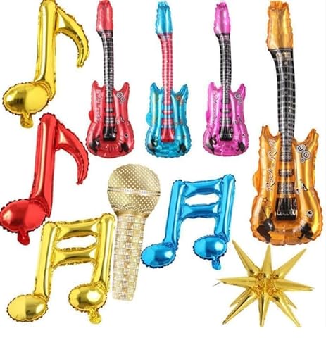 RKMYTR 10 Stück Musik-Dekor-Latex-Luftballons – langlebige aufblasbare Musikinstrument-Partyzubehör für Geburtstage (geeignet für Kinder und Erwachsene) von RKMYTR