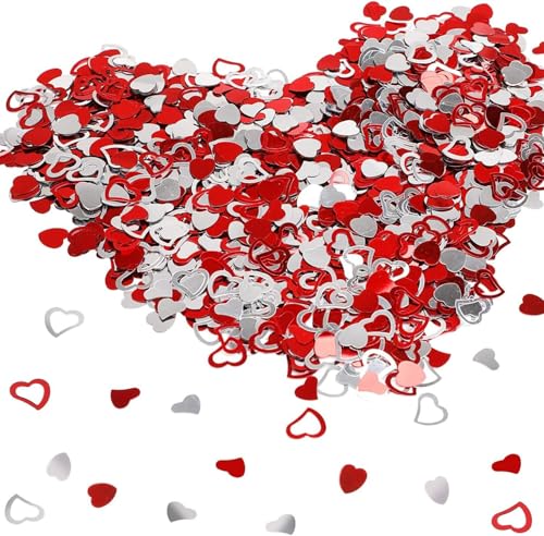 RKMYTR 1100 Stück glitzernde Herz-Tischkonfetti, Geburtstag für Tisch, biologisch abbaubares Konfetti, Hochzeit für Valentinstag, Tischdekorationen, Hochzeitstag, Verlobung, Partyzubehör, Rot und RKMYTR 1100 Stück glitzernde Herz-Tischkonfetti, Geburtstag für Tisch, biologisch abbaubares Konfetti, Hochzeit für Valentinstag, Tischdekorationen, Hochzeitstag, Verlobung, Partyzubehör, Rot und von RKMYTR
