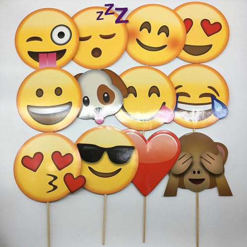 RKMYTR 12 x Emoticon Emoji Photo Booth Requisiten Photobooth Selfie Requisiten auf Stick für Kinder Erwachsene Party Zubehör für Hochzeit Geburtstag Baby Shower Weihnachten RKMYTR 12 x Emoticon Emoji Photo Booth Requisiten Photobooth Selfie Requisiten auf Stick für Kinder Erwachsene Party Zubehör für Hochzeit Geburtstag Baby Shower Weihnachten von RKMYTR