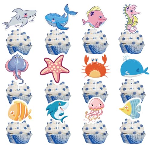RKMYTR 12 x Hai-Kuchenaufsätze unter dem Meer, Geburtstagsdekorationen – Ozean-Tier-Meerjungfrauen-Partyzubehör, Hai-Thema, Cupcake-Picks für Kinder, Babyparty, Meerestiere, Kuchendekoration RKMYTR 12 x Hai-Kuchenaufsätze unter dem Meer, Geburtstagsdekorationen – Ozean-Tier-Meerjungfrauen-Partyzubehör, Hai-Thema, Cupcake-Picks für Kinder, Babyparty, Meerestiere, Kuchendekoration von RKMYTR
