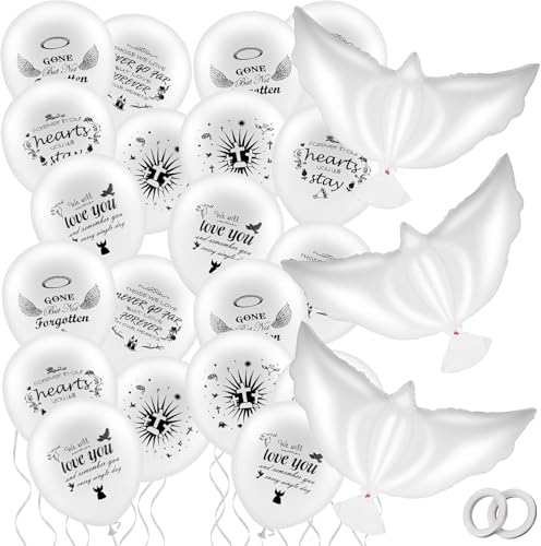 RKMYTR 23-teiliges weißes Gedenkballon-Set, biologisch abbaubare Luftballons, Gedenkballons zum Lösen, mit Bändern für Beerdigungsdekorationen RKMYTR 23-teiliges weißes Gedenkballon-Set, biologisch abbaubare Luftballons, Gedenkballons zum Lösen, mit Bändern für Beerdigungsdekorationen von RKMYTR